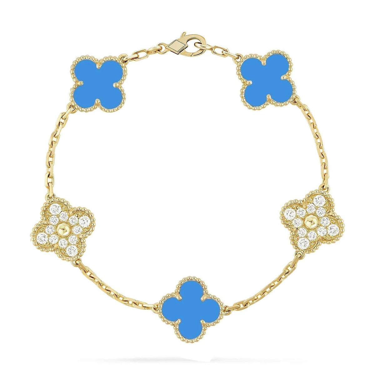[Loco]New CLOVER 5 MOTIF BLUE AGATE BRACELET COLLECTION