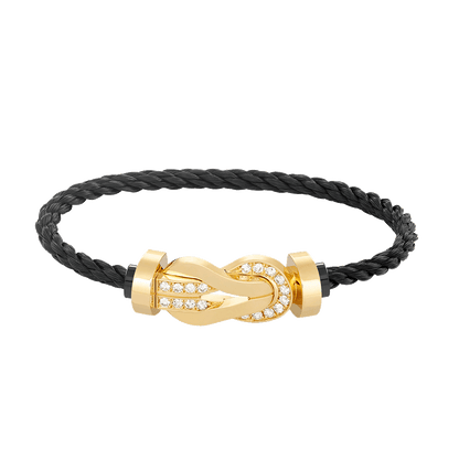 [moco jewelrys]CHANCE Großes Armband mit 8-stelliger Schnalle und Halbdiamanten, Gold