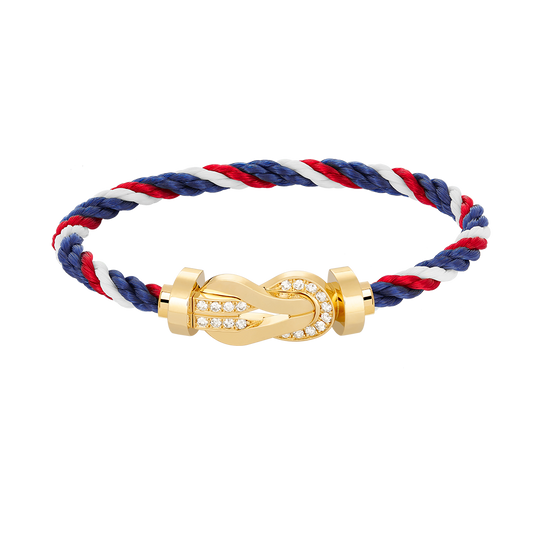 [moco jewelrys]CHANCE Großes Armband mit 8-stelliger Schnalle und Halbdiamanten, Gold