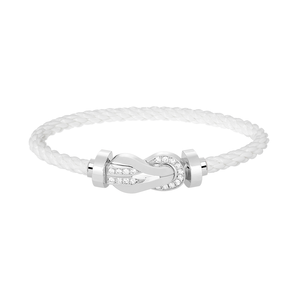 [moco jewelrys]CHANCE LARGE 8 FIGURE BUCKLE HALF DIAMOND BRACELET SILVER