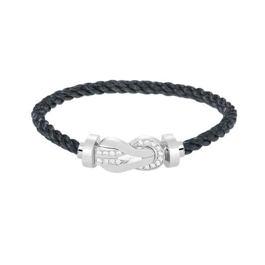 [moco jewelrys]CHANCE Großes Armband mit 8-stelliger Schnalle und Halbdiamanten, Silber
