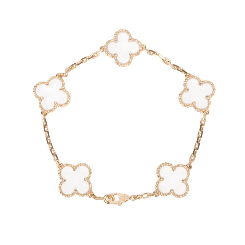 [Moco jewelrys]CLOVER 5 MOTIF ROCK CRYSTAL BRACELET