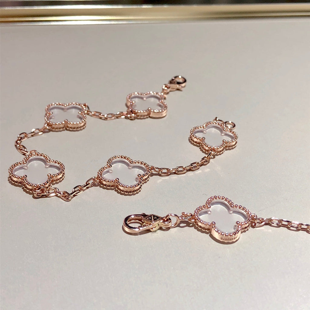 [Loco]New CLOVER 5 MOTIF ROCK CRYSTAL BRACELET