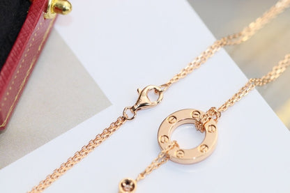 [moco jewelrys]LOVE NECKLACE ADJUSTABLE ROSE GOLD 2 DIAMOND