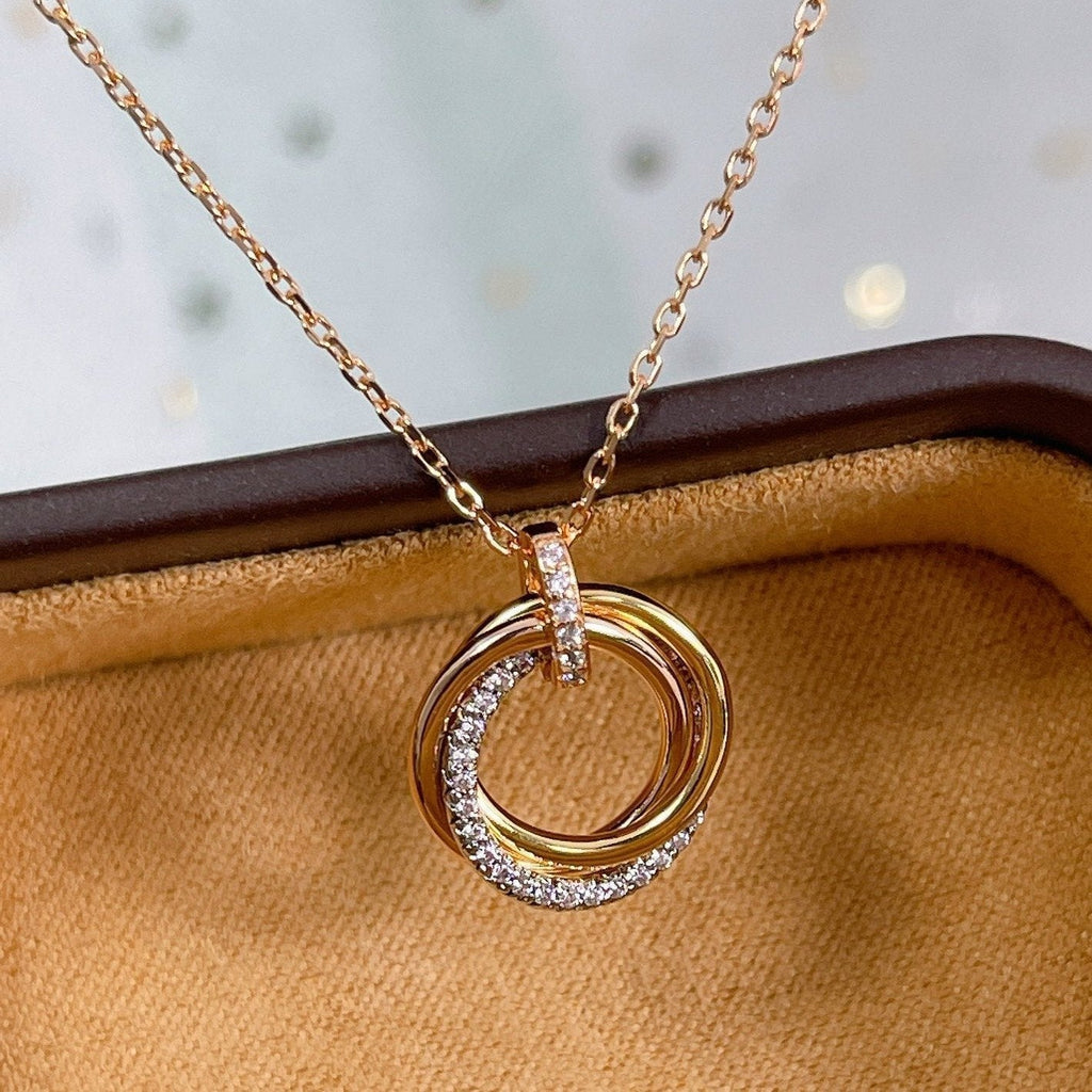 ??Loco?¡¥TRINITY NECKLACE SILVER GOLD PINK GOLD DIAMONDS