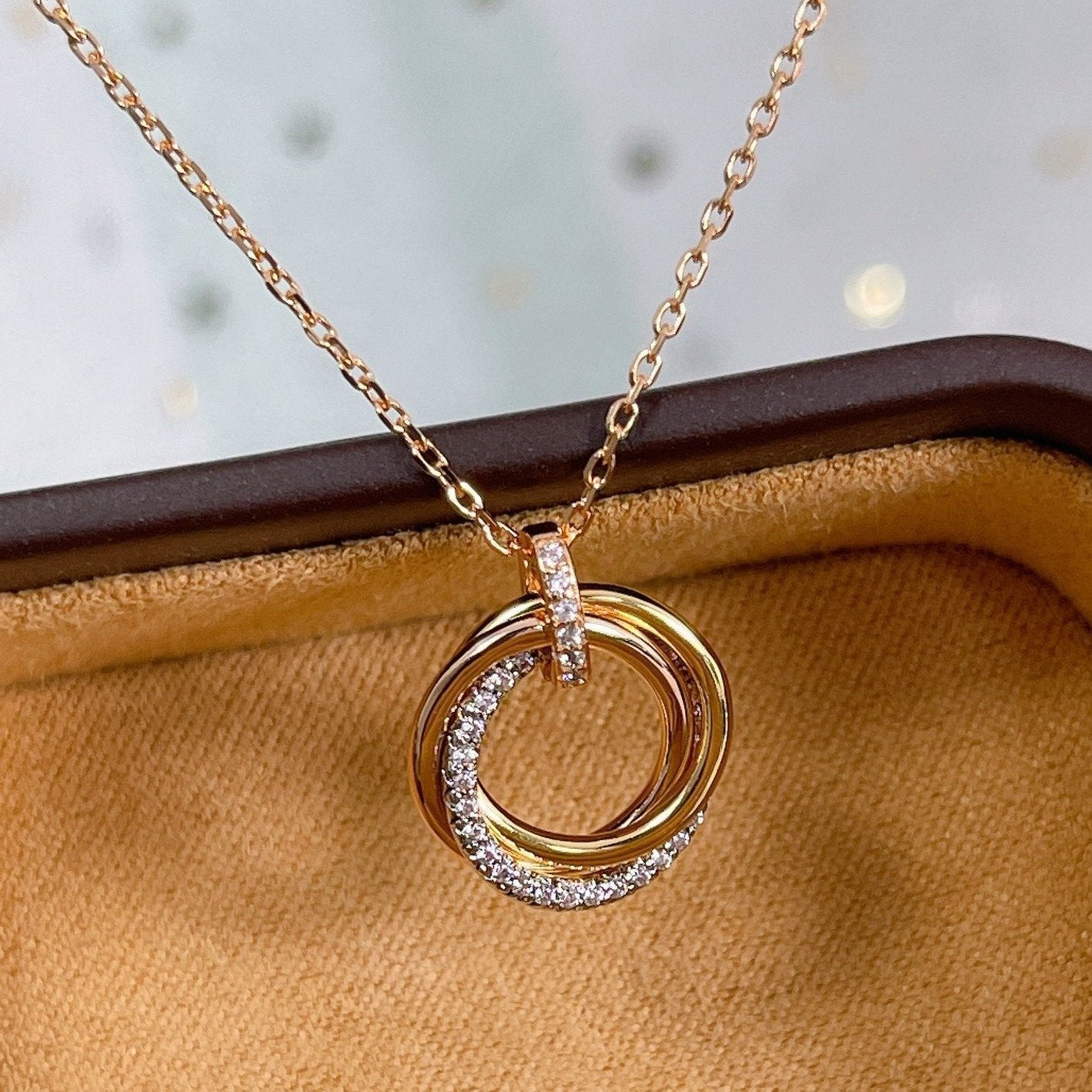 [moco jewellerys]トリニティネックレス シルバーゴールド ピンクゴールド ダイヤモンド