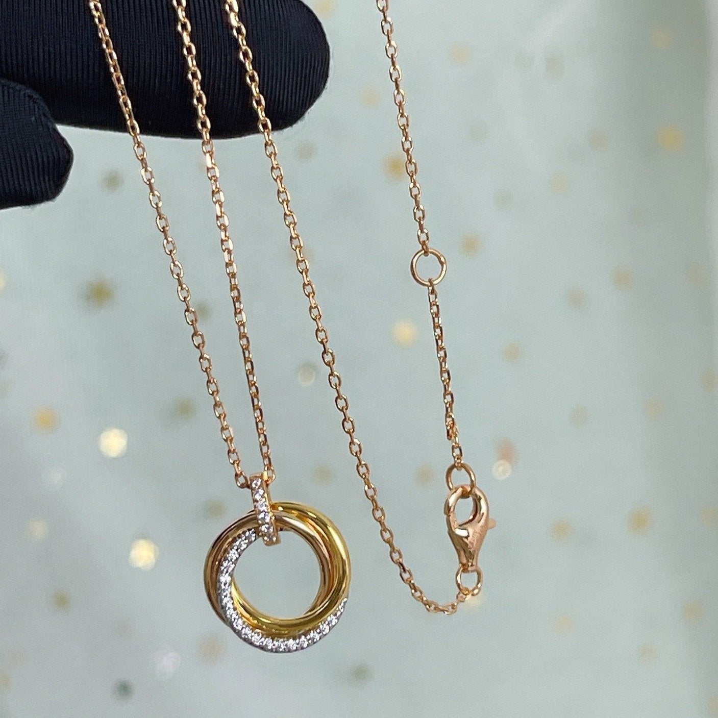 [moco jewellerys]トリニティネックレス シルバーゴールド ピンクゴールド ダイヤモンド
