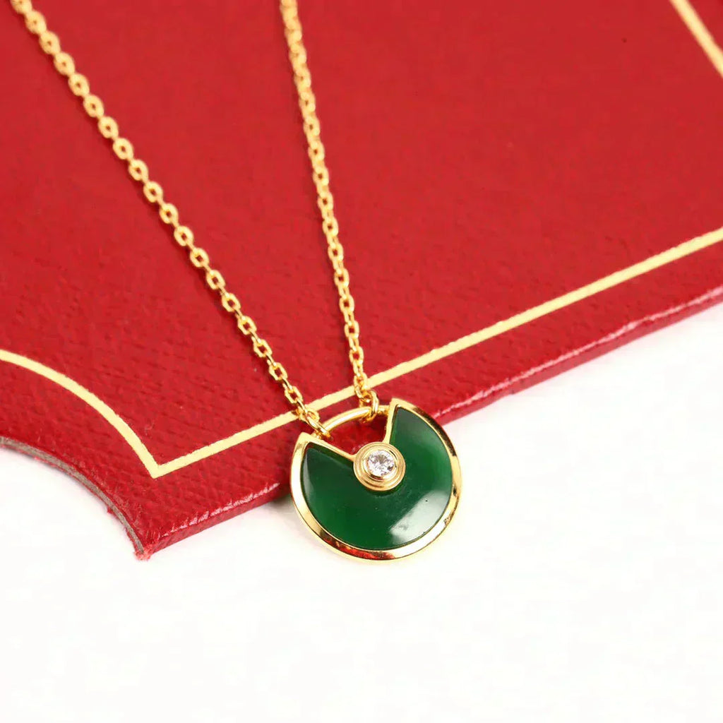 ??Loco?¡¥AMULETTE GOLD MALACHITE NECKLACE