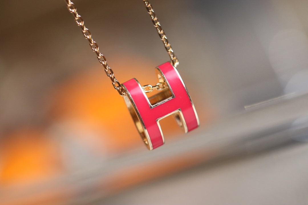 [moco jewelrys]POP H PEDANT PINK GOLD