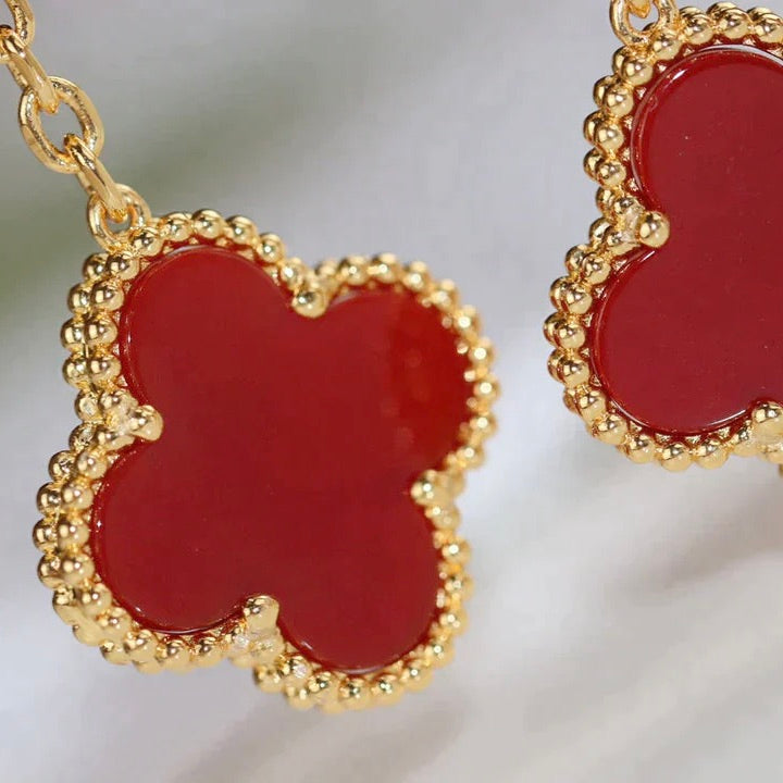 ??Loco?¡¥CLOVER  2 MOTIF  TIGER EYE CARNELIAN EARRINGS