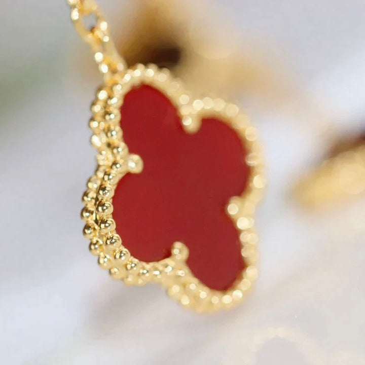 ??Loco?¡¥CLOVER  2 MOTIF  TIGER EYE CARNELIAN EARRINGS