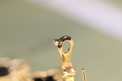 [moco jewelrys]CLOVER EARRINGS GOLD ONYX MOP 3 MOTIF