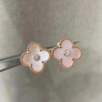 ??Loco?¡¥CLOVER MEDIUM 1 MOTIFS  PINK MOP DIAMOND EARRINGS