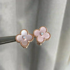 ??Loco?¡¥CLOVER MEDIUM 1 MOTIFS  PINK MOP DIAMOND EARRINGS