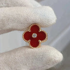 ??Loco?¡¥CLOVER MEDIUM 1 MOTIFS CARNELIAN  DIAMOND earrings