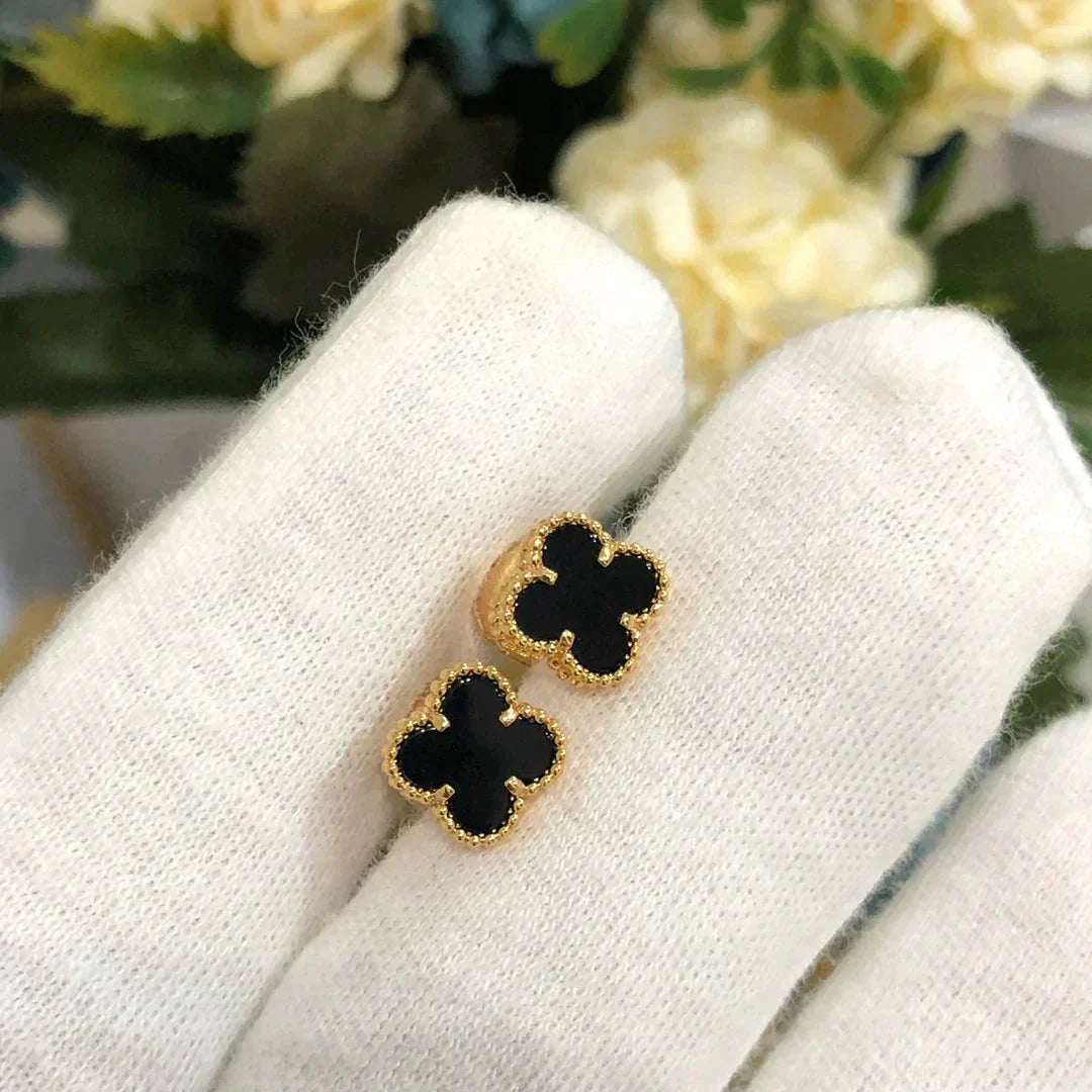 [moco jewelrys]CLOVER MINI 9,5MM SCHWARZE MOP-OHRRINGE