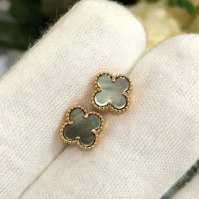 [moco jewelrys]CLOVER MINI 9,5MM GRAUE MOP-OHRRINGE