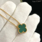 ??Loco?¡¥CLOVER 15MM MALACHITE SINGLE FLOWER  NECKLACE