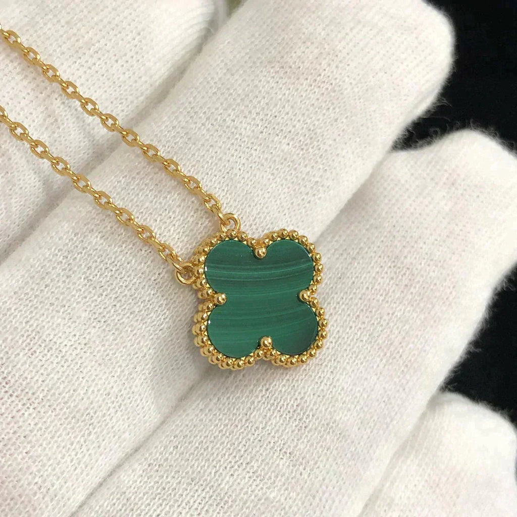 ??Loco?¡¥CLOVER 15MM MALACHITE SINGLE FLOWER  NECKLACE