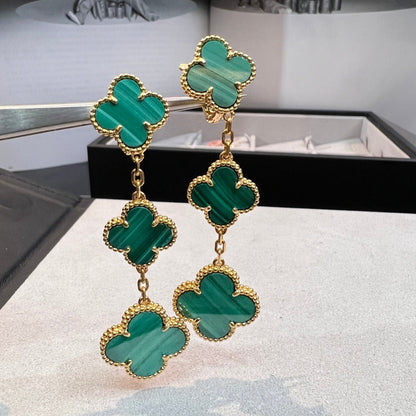 [moco jewelrys]CLOVER MALACHITE 3 MOTIFS GOLD
