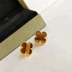 ??Loco?¡¥CLOVER MEDIUM 1 MOTIFS TIGER EYE EARRINGS