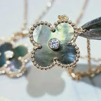 ??Loco?¡¥CLOVER 15MM DIAMOND AND MOTHER-OF-GREY NECKLACE