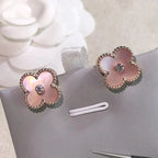 ??Loco?¡¥CLOVER MEDIUM 1 MOTIFS  PINK MOP DIAMOND EARRINGS