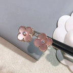 ??Loco?¡¥CLOVER MEDIUM 1 MOTIFS  PINK MOP DIAMOND EARRINGS