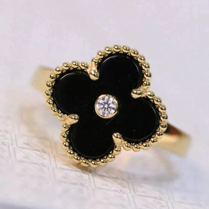 [moco jewelrys]CLOVER ONYX RING GOLD DIAMOND