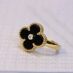 ??Loco?¡¥CLOVER ONYX RING GOLD DIAMOND