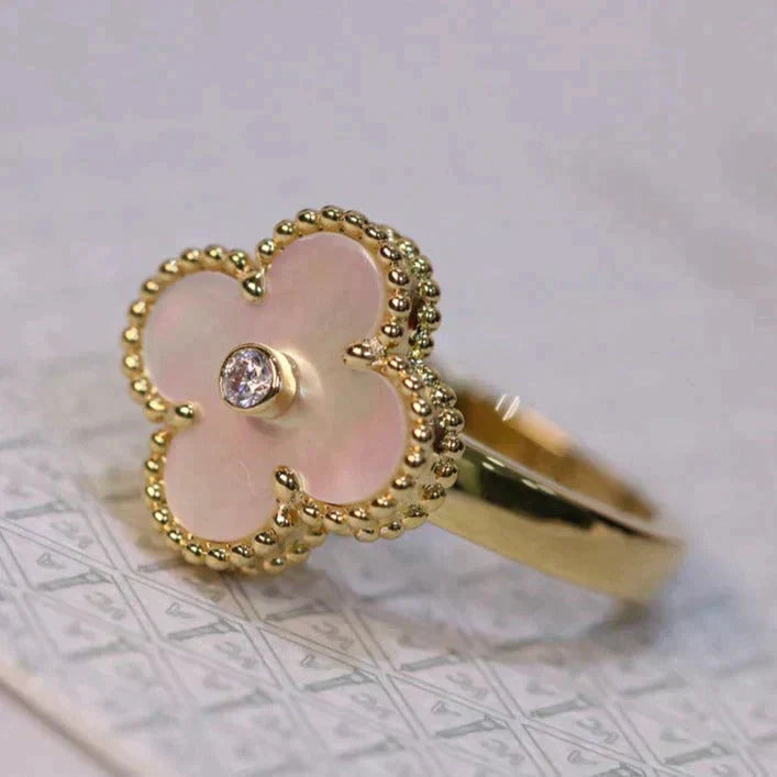 ??Loco?¡¥CLOVER PINK MOP RING GOLD DIAMOND