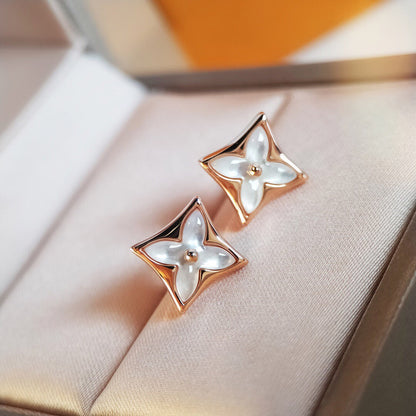 [moco jewelrys]STAR MOP PINK GOLD EARRINGS