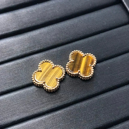 [moco jewelrys]CLOVER MEDIUM 1 MOTIFS TIGER EYE OHRRINGE
