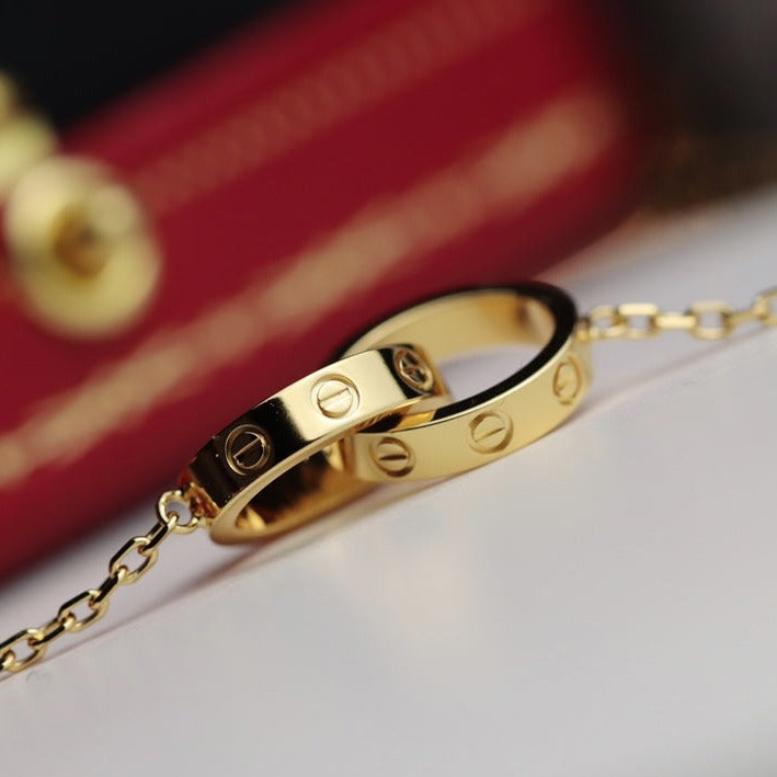 ??Loco?¡¥LOVE NECKLACE DOUBLE RING GOLD
