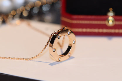 [moco jewelrys] Liebeskette, 16 mm, 6 Diamanten, Roségold