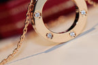 ??Loco?¡¥LOVE NECKLACE 16MM 6 DIAMONDS PINK GOLD