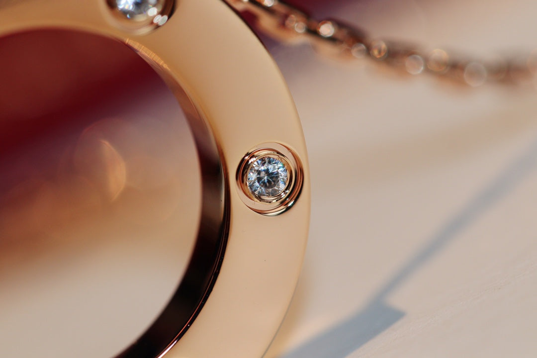 [moco jewelrys] Liebeskette, 16 mm, 6 Diamanten, Roségold