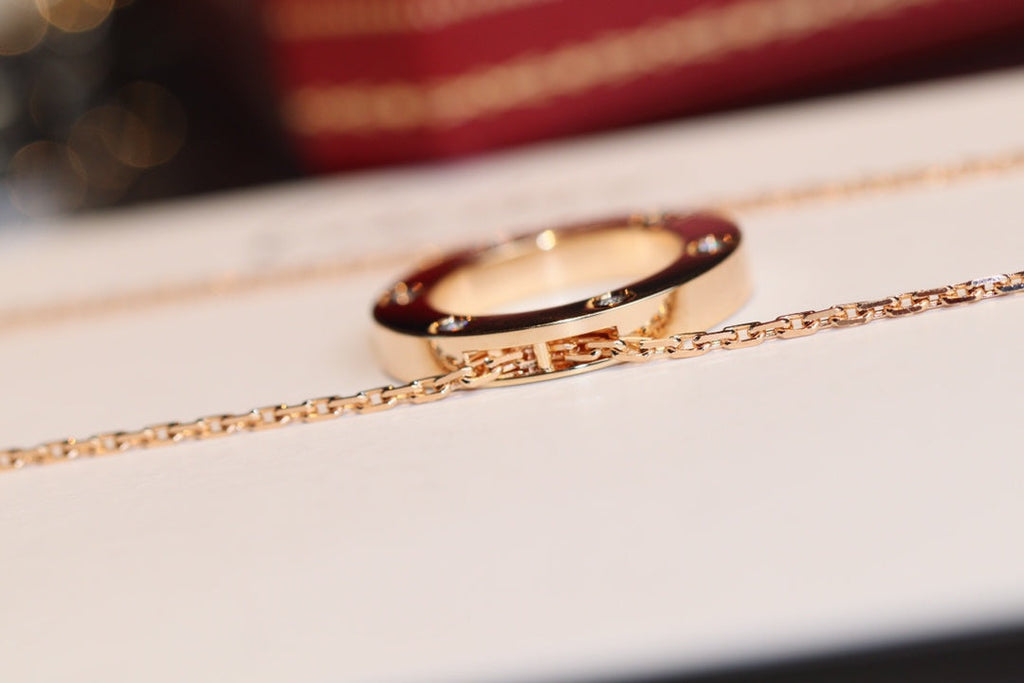 ??Loco?¡¥LOVE NECKLACE 16MM 6 DIAMONDS PINK GOLD