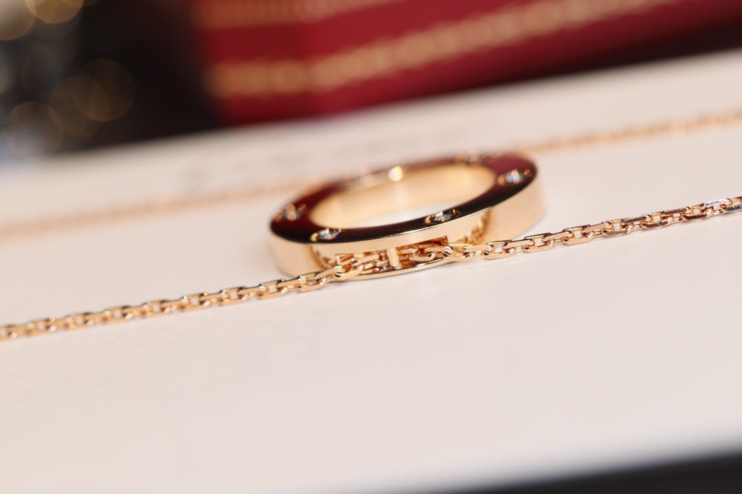 [moco jewelrys] Liebeskette, 16 mm, 6 Diamanten, Roségold