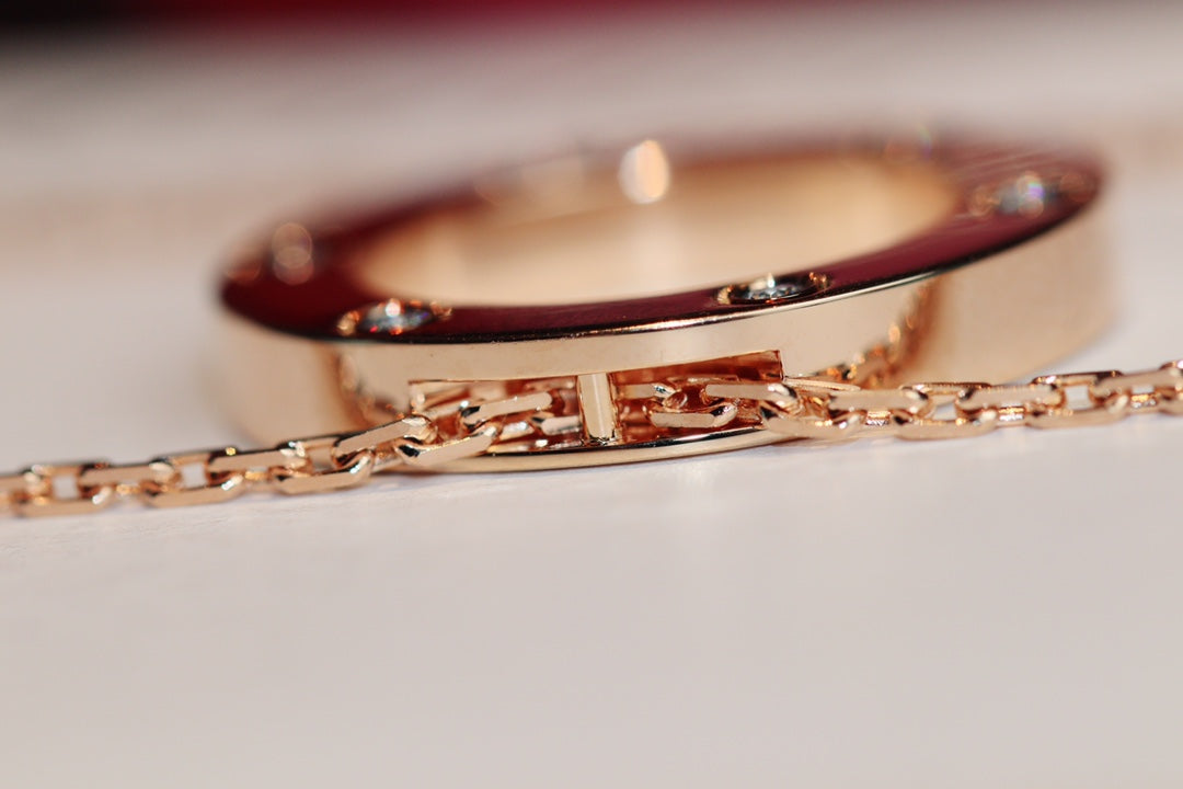 [moco jewelrys] Liebeskette, 16 mm, 6 Diamanten, Roségold