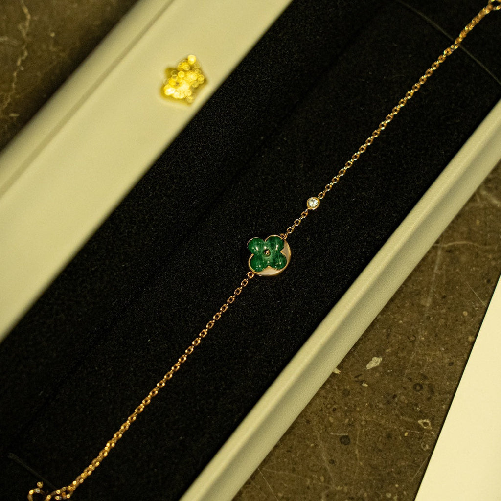 ??Loco?¡¥SUN MALACHITE 1 DIAMOND PINK GOLD BRACELET