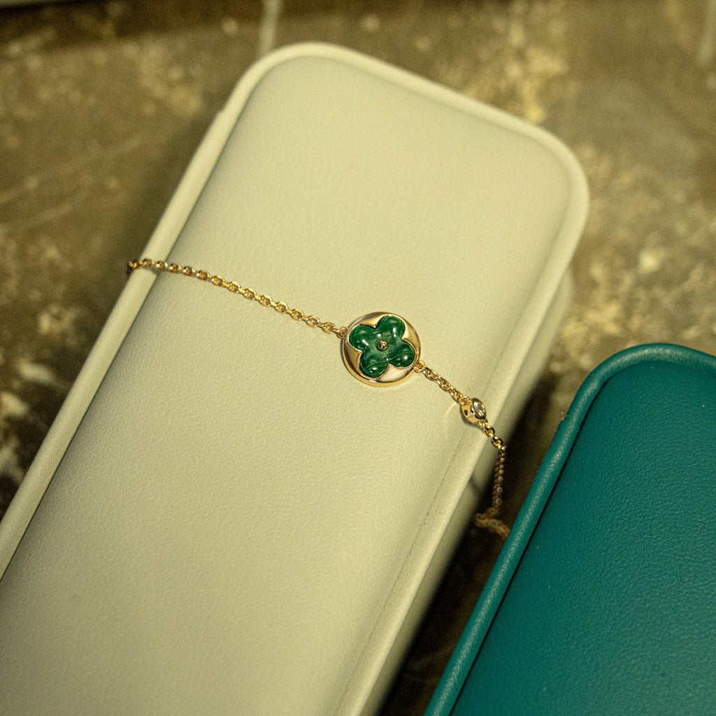 ??Loco?¡¥SUN MALACHITE 1 DIAMOND PINK GOLD BRACELET