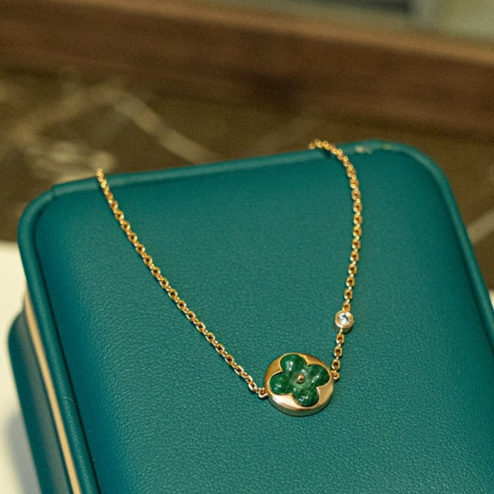 ??Loco?¡¥SUN MALACHITE 1 DIAMOND PINK GOLD BRACELET