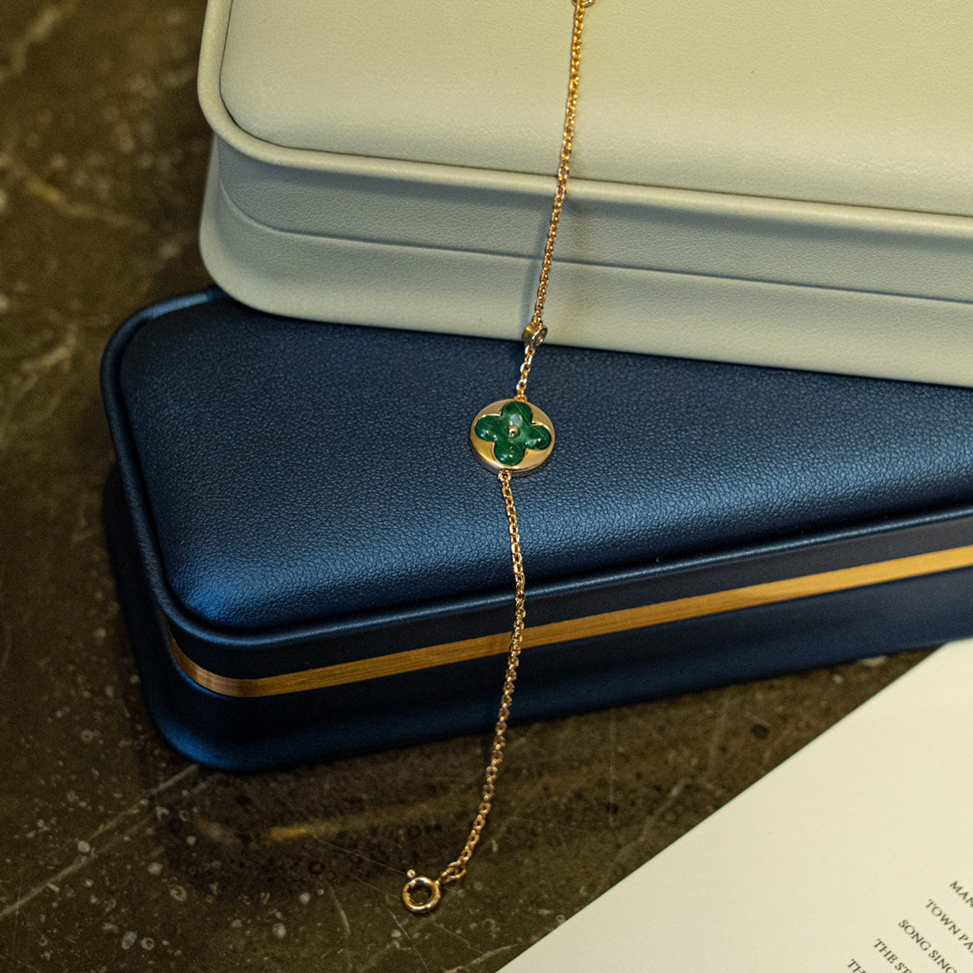 ??Loco?¡¥SUN MALACHITE 1 DIAMOND PINK GOLD BRACELET