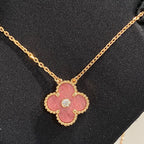 ??Loco?¡¥CLOVER 15MM DIAMOND RHODONITE NECKLACE