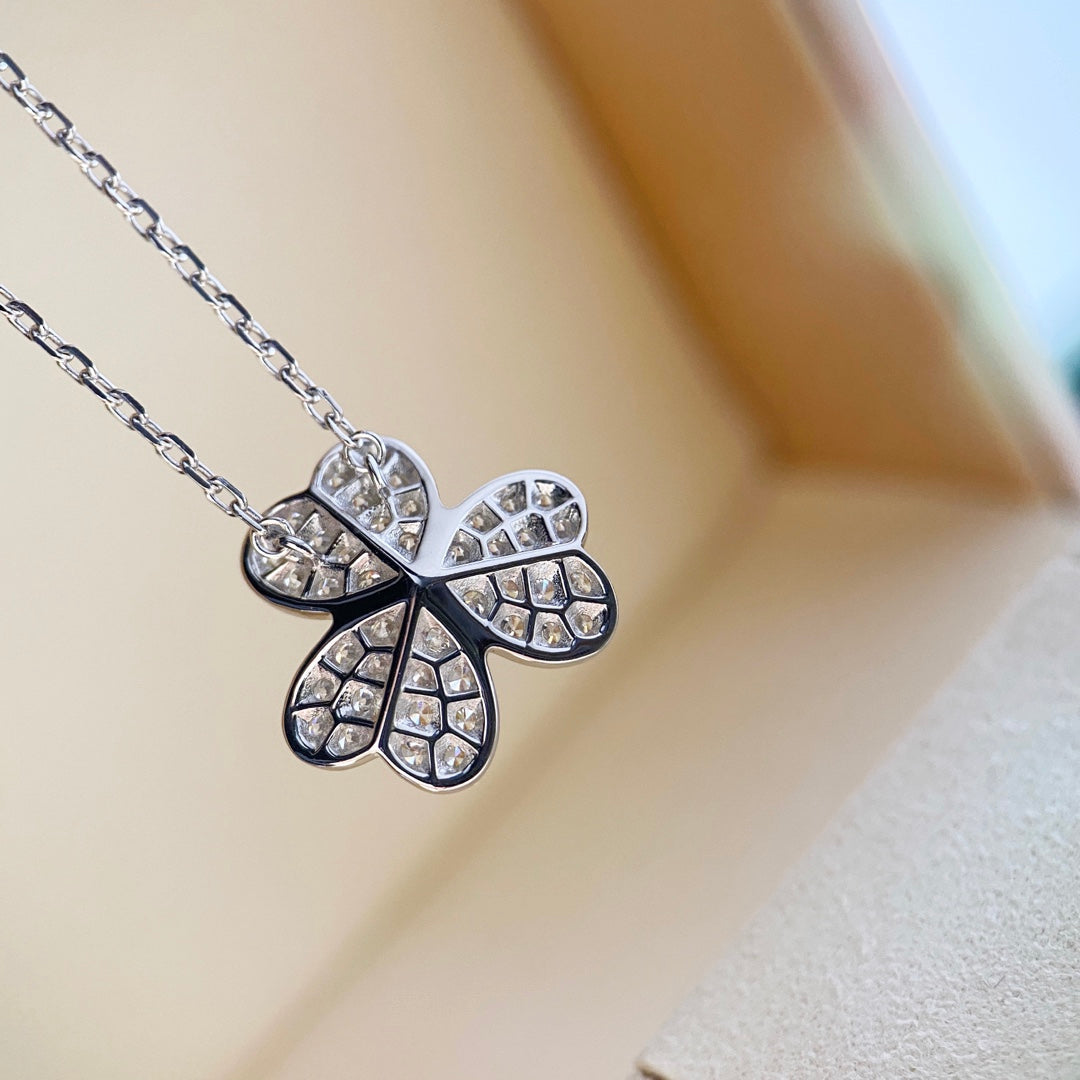 [moco jewelrys]CLOVER DIAMOND NECKLACE SILVER