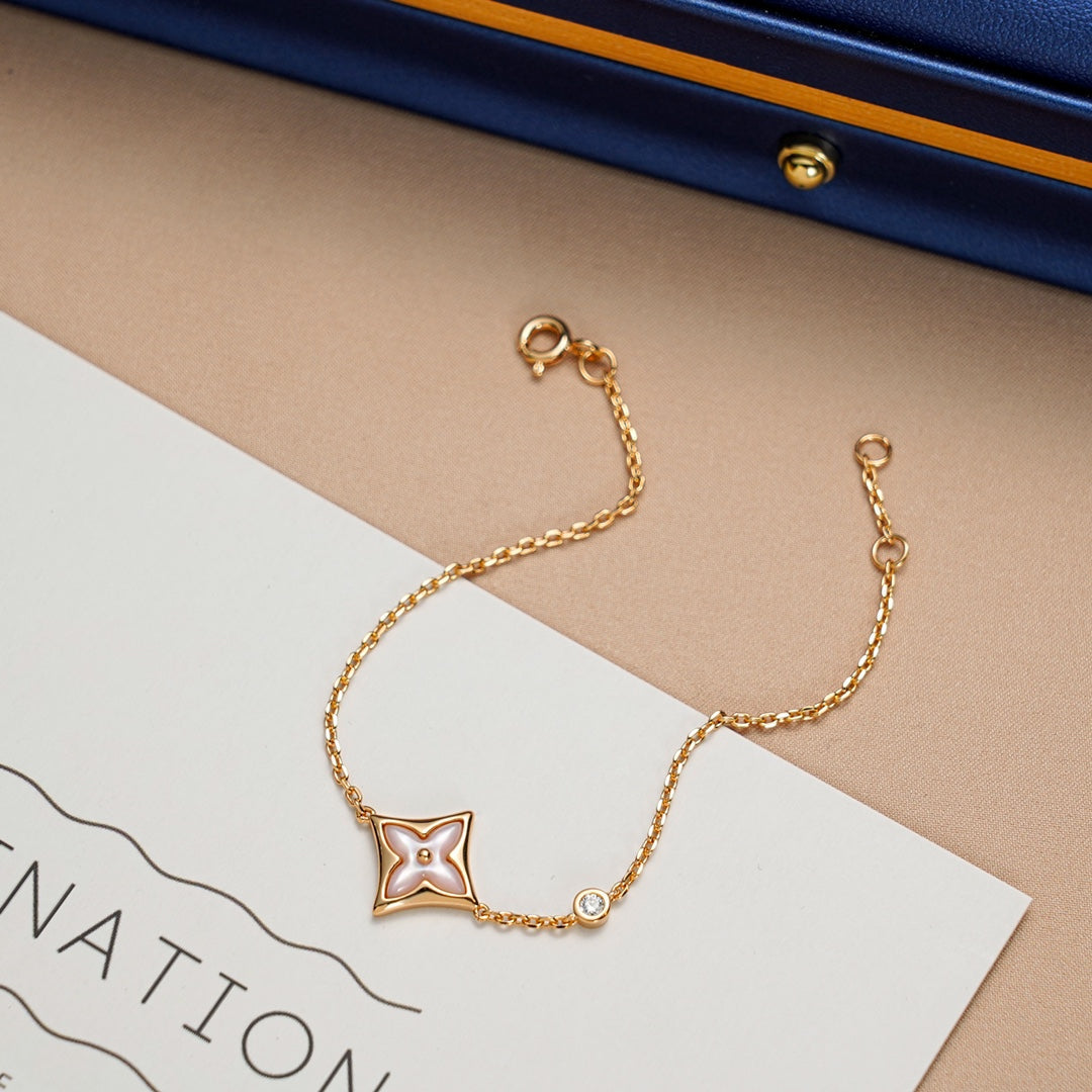 [moco jewellerys]スター1ダイヤモンドピンクゴールドブレスレット