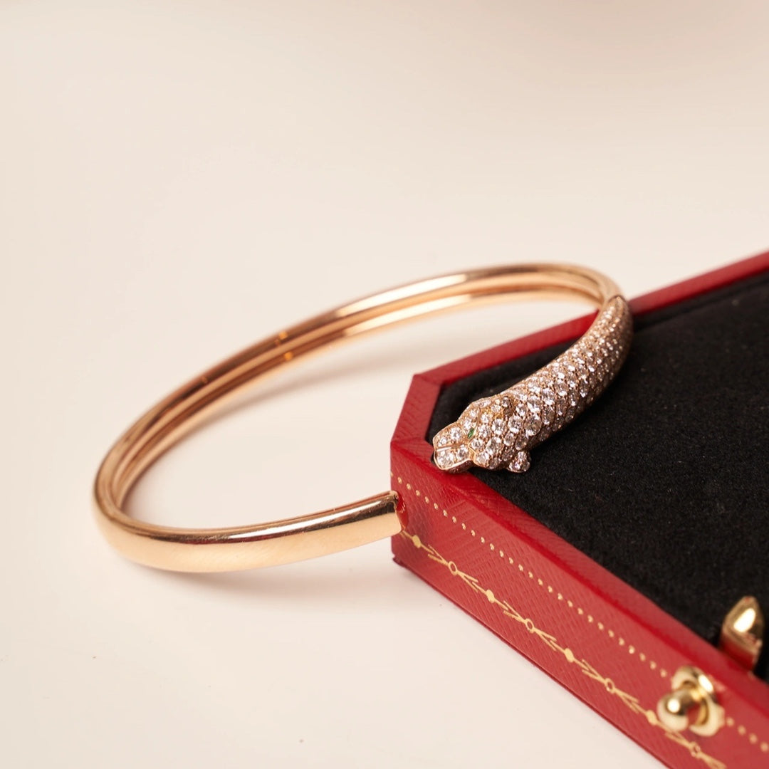 ??Loco?¡¥PANTHERE ROSE GOLD DIAMOND OPEN BRACELET