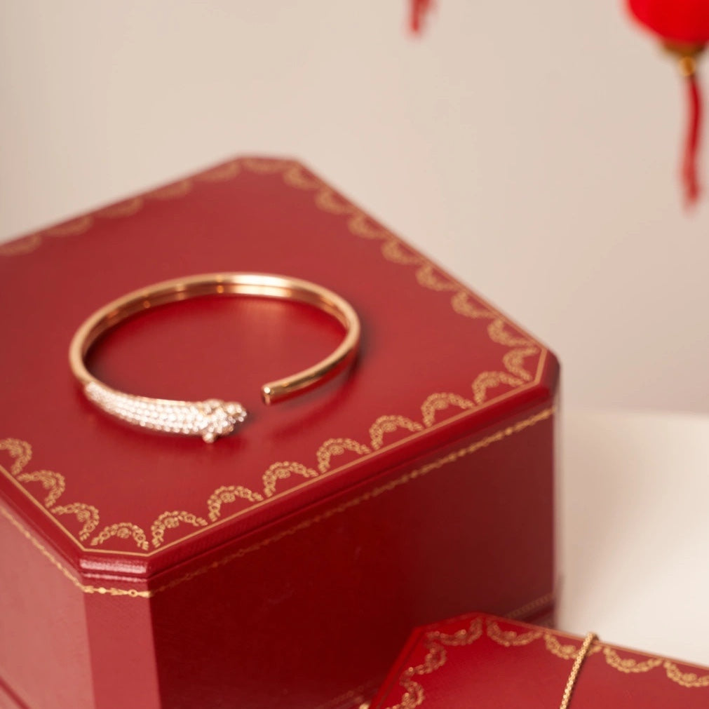??Loco?¡¥PANTHERE ROSE GOLD DIAMOND OPEN BRACELET