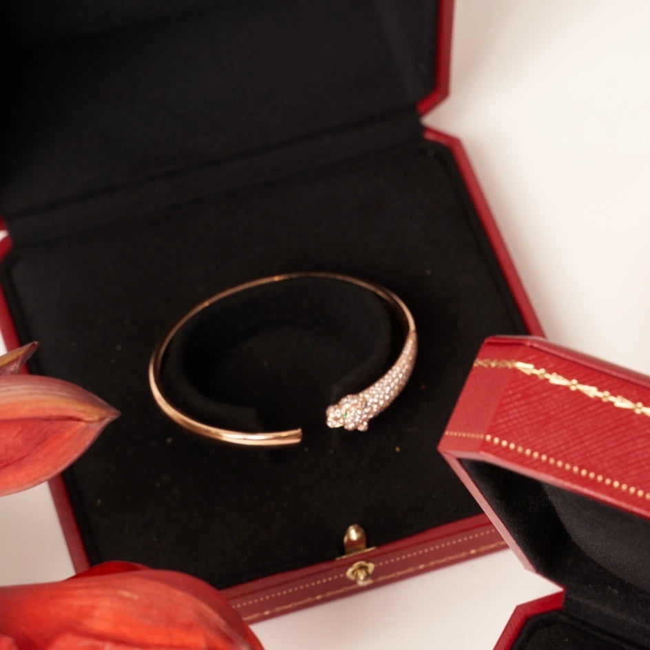 ??Loco?¡¥PANTHERE ROSE GOLD DIAMOND OPEN BRACELET